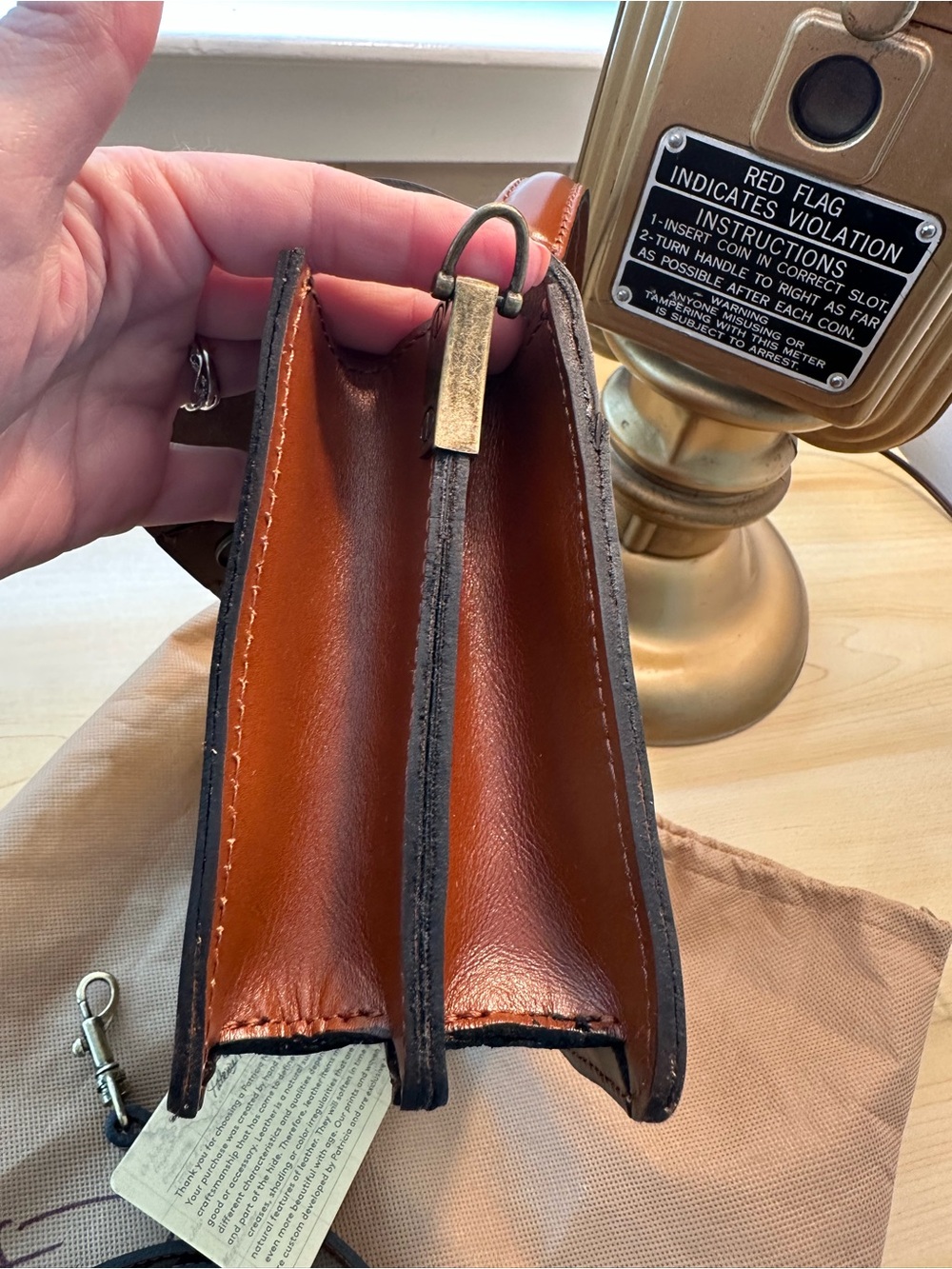 Patricia Nash Top Handle Brown Leather w Crossbody Strap - Picture 5 of 13